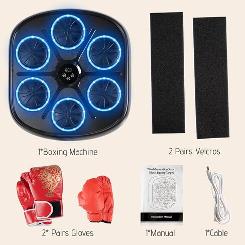 Music Boxing Machine, Smart Music Boxing Training Machine Wall Mounted, Bluetooth Boxing Workout Punching Equipment ，Gloves for Adults,Kids Included in Saudi Arabia