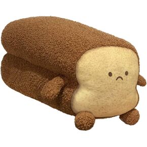 DENTRUN Toast Sliced Bread Pillow, Stuffed Bread Shape Plush Pillow, Facial Expression Soft Toast Bread Food Plushies Fun Sofa Cushion Stuffed Doll Toy for Kids Adults Gift Home Bed Room Decor, 15"