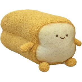 DENTRUN Toast Sliced Bread Pillow, Stuffed Bread Shape Plush Pillow, Facial Expression Soft Toast Bread Food Plushies Fun Sofa Cushion Stuffed Doll Toy for Kids Adults Gift Home Bed Room Decor, 15"