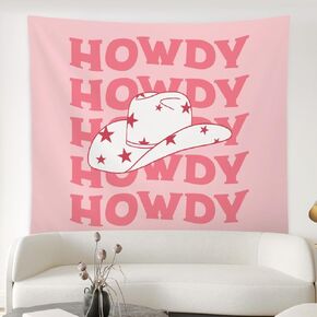 ISANOU Pink Western Room Decor,Preppy Howdy Cowgirl Hat Tapestry Wall Hanging for Women Teen Girls Bedroom,College Dorm Home Living Room Wall Decoration,50x60 Inches in Kuwait