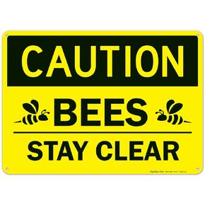 Sigo Signs Caution Bees Stay Clear Sign, 10x14 Inches, Rust Free .040 Aluminum, Fade Resistant, Made in USA