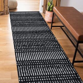 Rugshop Contemporary Stripe Lines High Traffic Living Room,Bedroom,Kitchen, Home Office Runner Rug 2' x 7' Cream