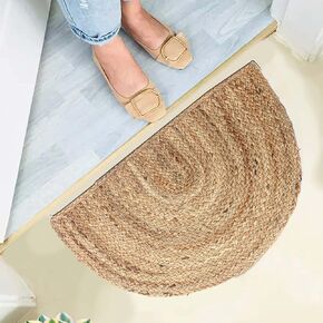 Hand Woven Jute Braided Rug, 15x24 Inches - Natural, Reversible Farmhouse Accent Rugs for Living Room, Kitchen, Bedroom - 15x24 Inches (Natural)