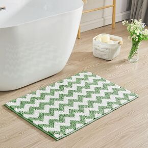 CozeCube Chenille Bathroom Rugs 32" x 20", Soft Microfiber Chevron Bath Mats for Bathroom, Non Slip Shaggy Bath Rugs Machine-Washable, Plush Absorbent Shower Mat, Beige