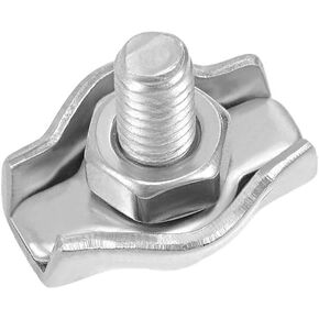 uxcell 5 Pcs 304 Stainless Steel Single Wire Rope Clip Cable Clamp Suit for 1mm-1.5mm Rope