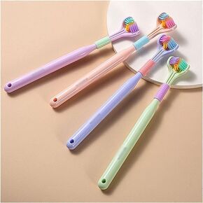 2Pcs Random Color Three-Sided Soft Hair Toothbrush, Effective Wrap-Around Design, Deeply and Thoroughly to Clean Teeth and Gums, Manual Toothbrushes Suitable for Adults and Children Health Household