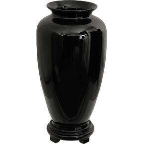 Oriental Furniture 14" Solid Black Porcelain Tung Chi Vase