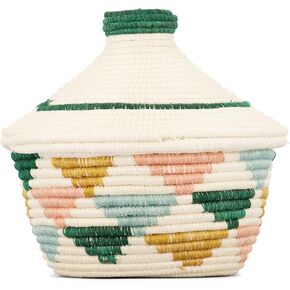 كازي سلة ديكور صغيرة بغطاء من السيزال المنسوج يدوياً، صديقة للبيئة، (أزرق) in Kuwait