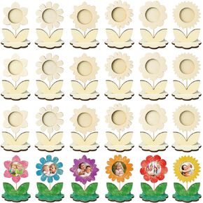 إطارات صور زهور خشبية - 24 مجموعة من إطارات الصور الخشبية DIY لوعاء الزهور الخشبية للأطفال في الخريف، حامل صور صغير لإطارات الصور لحفلات أعياد الميلاد وديكور الطاولة المنزلية in Kuwait