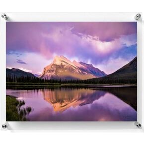 DistinctAndUnique 9" x 12" Clear Acrylic Wall Mount Floating Frameless Picture Frame Double Panel Plexiglass Display with Metal Standoff for Photos Artwork Posters Paintings (Full Frame is 11"x14")