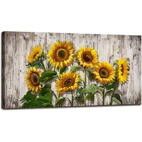 Jiuqinghua Canvas Prints Wall Art Abstract Board Paintings 1 panel Wall Art for Bedroom Rustic Sunflower Kitchen Decor Yellow Vintage Wall Decor Sunflowers Framed for Living Room Bedroom Office