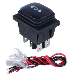 Waterproof Rocker Switch 20A AC 110V 6 Pins 3 Positions ON-Off-ON Toggle Switch with Wires (Latching Blue LED)
