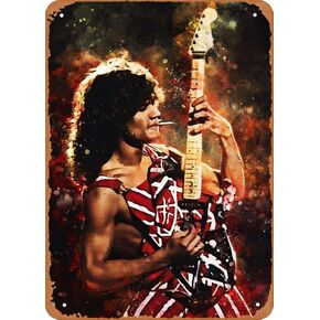 ملصق AirBnk للموسيقى إدي فان هالين ملصق لوحة معدنية عتيقة من القصدير علامة رجل كهف قديم ديكور فني جداري هدية للنساء والرجال مقاس 8 × 12 بوصة علامة معدنية من القصدير. in Kuwait