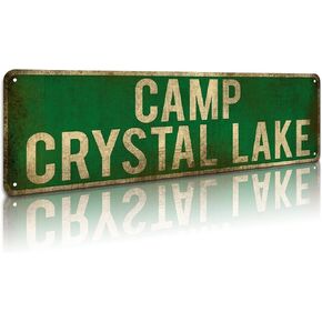 KooLL Camp Crystal Lake Metal Sign, Street Funny Metal Sign Wall Decor for Bedroom Home Bar Garage Art Gift 4" by 16"