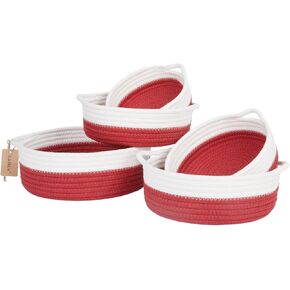 Ladkew 5 Pieces Storage Basket Sets Cotton Rope Woven Baskets for Organizing Small Round Basket Baby Nursery Bins