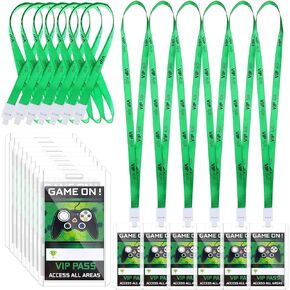 Tenceur 30 Pcs Video Game Party Favors Gamer Party Favors Video Game VIP Pass Holder Tickets Gamer Party VIP Pass Lanyards for Game Themed Birthday Party Supplies