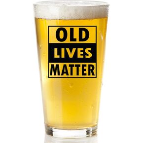 Old Lives Matter Beer Glass - Funny Retirement or Birthday Gifts for Men - Unique Gag Gifts for Dad, Grandpa, Old Man, or Senior Citizen
