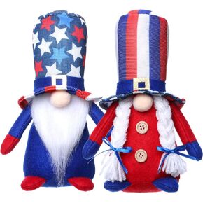 ZTML MS 4th of July Decorations Gnomes - 2pcs Mr & Mrs. Patriotic Gnomes - Handmade Swedish Tomte for Fourth of July Memorial Day Decorations Veterans Day Armed Forces Day