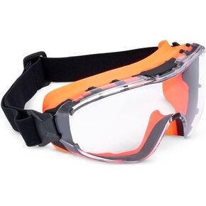 نظارات أمان Sellstrom GM510 - نظارات حماية العين مضادة للضباب ومضادة للخدش للرجال والنساء - حزام FR، تناسب معظم النظارات، ANSI Z87.1 - عدسة شفافة