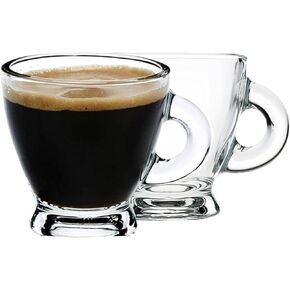 Espresso Cups, 3.2 oz Small Demitasse Clear Glass Espresso Drinkware Set, Espresso Shot Glasses, Clear Expresso Coffee Cups, Tazas de Cafe Expreso (Set of 4)