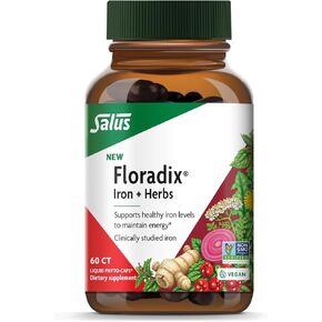 Floradix Iron + Herbs - Iron Supplement for Healthy Energy Support - Vegan, Non-GMO, Gluten-Free, Soy-Free - 60 Liquid Phyto-Caps