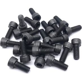 M6-1 x 35mm Socket Head Cap Screws, 12.9 Grade Alloy Steel, Allen Socket Drive, Black Oxide Finish, Half Thread,With Nut（25 Set）