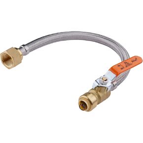 EFIELD 12-inch Push-fit Valve Flexible Water Heater Connector, 3/4 inch x 3/4 inch FIP, Push-to-Connect, Copper, Pex, CPVC, Braided Stainless Steel (12 Inch Length)