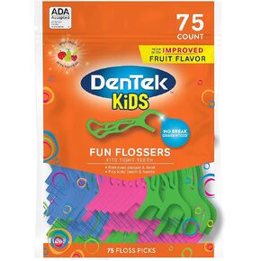خيط تنظيف الأسنان الممتع للأطفال من DenTek | يزيل الطعام والبلاك | 75 عدد in Kuwait