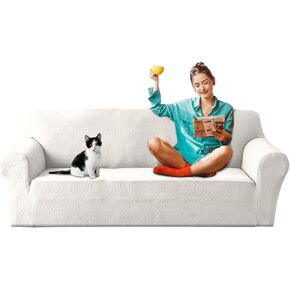 Stretch Couch Covers Sofa Slipcover Couch Sofa Furniture Protector Full Sofa Covers with Elastic Bottom for Kids and Pet (Grey, Recommended for Sofa Widths 89"-103")