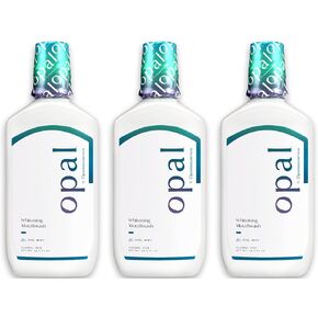 Opal by Opalescence Teeth Whitening and Fresh Breath Mouthwash (Pack of 2 Bottles) Cool Mint Flavor, Alcohol-Free, 16 Fl Oz. Made by Ultradent. 5447-2
