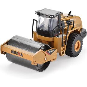 Gemini&Genius Road Roller Toy for Kids, Heavy Duty Construction Vehicle Toys 1-50 Scale Alloy Road Truck, Engineering Car Toy Collection, Display and Play for Kids (Brown)