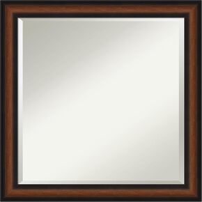 Amanti Art Bathroom Mirror, Yale Walnut Wall Mirror for use as Bathroom Vanity Mirror Over Sink (23.5 x 19.5 in.) Beveled Mirror, Brown Mirror, Traditional Mirror from WI, USA