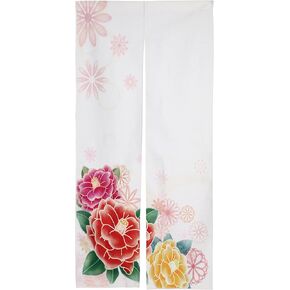Noren Japanese Style Doorway Curtain with a Picture of Camellia Printed on it (pattern2)