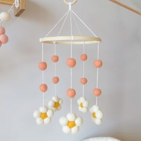 Daisy Mobile for Crib, Baby Crib Mobile for Girls, Baby Mobile for Bassinet, Nursery Felt Flower Mobiles