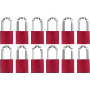 ABUS Red 72/40HB40 Lockout Tagout Padlock w/ 1.5" Shackle, 12 Pack, Keyed Alike, 12 Padlocks with 24 Keys