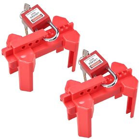 Ball Valve Lockout with Safety Padlocks, Adjustable for 1/2" to 2-1/2" Outside Pipe Diameter, Outdoor Water Spigot Lock Industrial Faucet Handle Locks Pipeline Valve Locking Device