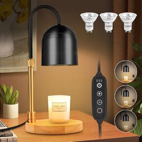 Candle Warmer Lamp with Timer & Dimmer, Adjustable Height Electric Candle Warmer with 3 Bulbs,Compatible with All Size Scented Candles, Wax Melt Warmer for Bedroom,Home Decor House Warming Gifts
