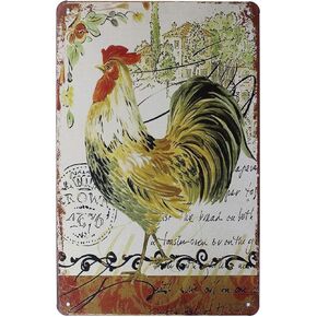 The Rooster Vintage Metal Tin Sign Rural Retro Chicken Coop Plaque Farm Home Wall Decor (Fighting) in Saudi Arabia