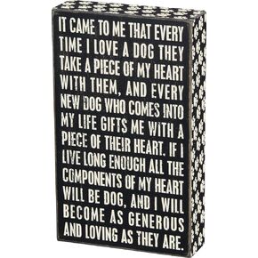 Primitives by Kathy 22228 Paw Print Trimmed Box Sign, 6-Inch by 10-Inch, Loving Dog