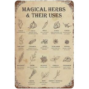 Magical Herbs and Their Uses Witchy Valentine's Day Vintage Metal tin Sign Art Plaque Wall Decor Look Funny Gifts for Home Kitchen Garage Bathroom Farm Garden Bar Cafe Metal Posters 8x12 Inch