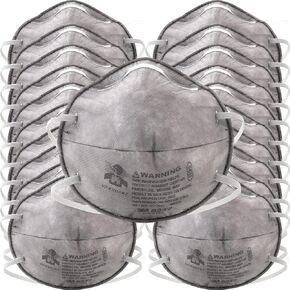 3M Particulate Respirator 8247, Pack of 20, R95, Nuisance Level Organic Vapor Relief, Braided Comfort Strap, Carbon Filter Material, Disposable General Purpose for Dust and other Particles