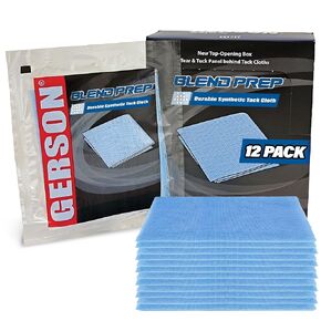 Tack Cloths for Removing Dust - 12 Gerson Blend Prep Tack Cloths, Synthetic Mesh Tack Cloth for Dust Removal, Durable Painting Rags, Dry Tack Cloth Rags, Woodworking and Automotive Paint Rags (9x18")