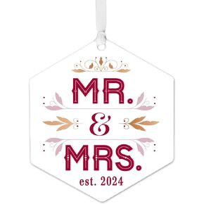 Mr. & Mrs. Personalized Text Metal Hallmark Ornament
