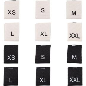 Beadthoven 480pcs Sewing Clothing Size Labels XS/S/M/L/XL/XXL Sewing Woven Fabric Size Tags Shirt Garment Tags Embroidered Label Tags for Knitting Quilting Sewing DIY Crafts