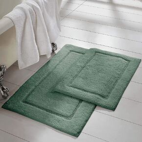Amrapur Overseas 2-Pack Solid Loop with non-slip backing Bath Mat Set (17-inch by 24-inch/21-inch by 34-inch), Eucalyptus