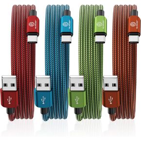 Type C Charger 10FT 4-Pack Type C Charger Fast Charging Nylon Braided USB C Cable for Samsung Galaxy S21 S20 S10 Plus Note 10 LG Google Pixel Moto