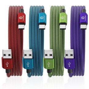Type C Charger 10FT 4-Pack Type C Charger Fast Charging Nylon Braided USB C Cable for Samsung Galaxy S21 S20 S10 Plus Note 10 LG Google Pixel Moto