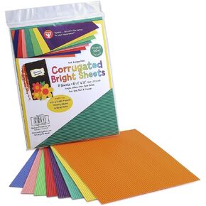Hygloss Products Corrugated Cardboard in Assorted Colors - 8.5" x 11" Inches Corrugated Bright Sheets - 8 Sheets