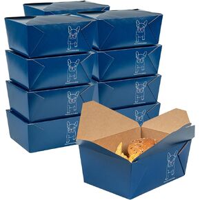 Restaurantware Bio Tek 98 Ounce Take Out Boxes 200 To Go Lunch Boxes - Tab-Lock Closure Heat-Tolerant Kraft Paper Disposable Lunch Boxes Greaseproof For Hot And Cold Foods