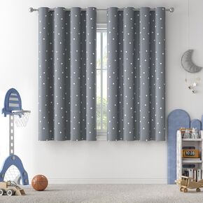 jinchan Blackout Curtains for Kids Bedroom, Thermal Insulated Room Darkening Grommet Top Window Drapes for Living Room, Polka Dots Print Nursery Curtains 63 Inch Long Sage Green, Set of 2 Panels